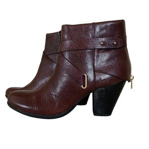 Born of Concept Size 10M Leather Brown Zipper Women's Booties